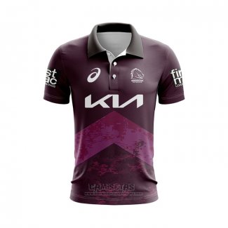 Camiseta Polo Brisbane Broncos Rugby 2024 Entrenamiento Fucsia